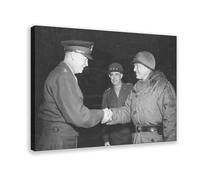 Generals Dwight Eisenhower And George Patton And Omar Bradley in Bastogne Belgium Poster Bedroom Canvas Decor Print Wall Art Office Room Aesthetic Dec