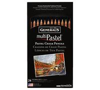 General's Multi-Pastel Non-Toxic Chalk Pencil with Sharpener and Project Booklet, Assorted Color, Set of 24