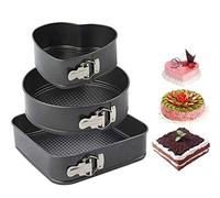 Generation Fashion New 3Pcs Non-Stick Bakeware Round Heart Square Shape Cake Pan Mould with Removable Bottom for Dessert Chocolate Soft Sponge Cakes, Cheesecakes & Fruitcakes Making