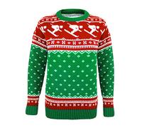 Generation Fashion New Knitted Fairisle Skiing Christmas Xmas Novelty Men Jumper Top Pullover Sweater S M L XL[RED Green,L]