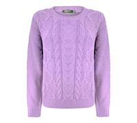 Generation Fashion New Ladies Cable Knit Crew Round Neck Long Sleeve Women Knitted Jumper Sweater [Lilac,ML]