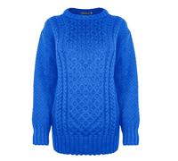 Generation Fashion New Ladies Women Aran Knit Long Sleeve Crew Neck Knitted Cable Jumper Sweater Pullover Top 8-30 (Royal Blue,28-30)