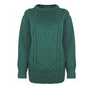 Generation Fashion New Ladies Women Aran Knit Long Sleeve Crew Neck Knitted Cable Jumper Sweater Pullover Top 8-30 (Bottle Green,16-18)