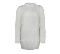 Generation Fashion New Ladies Women Crew Neck Knitted Long Sleeve Cable Knit Jumper Stretch Dress Top Sweater [Cream,S]