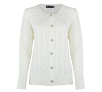 Generation Fashion New Ladies Women Knitted Long Sleeve Cable Knit Button Cardigan Long Sleeve Top Sweater Jumper [Cream,ML]