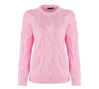Generation Fashion New Ladies Women Knitted Sweater Crew Neck Cable Knit Jumper Pullover Top Long Sleeve (UK, Alpha, XL, Regular, Regular, Pink)