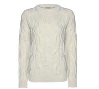 Generation Fashion New Ladies Women Knitted Sweater Crew Neck Cable Knit Jumper Pullover Top Long Sleeve[Light Honesty,L]