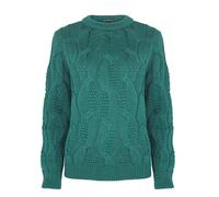 Generation Fashion New Ladies Women Knitted Sweater Crew Neck Cable Knit Jumper Pullover Top Long Sleeve[Bottle Green,S]