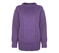 Generation Fashion New Ladies Women Long Sleeve Knitted Jumper Cable Knit Sweater Crew Neck Pullover Top Plus Size [Purple, S-M]