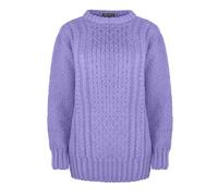 Generation Fashion New Ladies Women Long Sleeve Knitted Jumper Cable Knit Sweater Crew Neck Pullover Top Plus Size [Lilac,28-30]