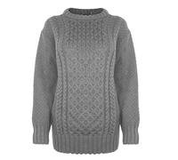Generation Fashion New Ladies Women Long Sleeve Knitted Jumper Cable Knit Sweater Crew Neck Pullover Top Plus Size[Charcoal Grey,24-26]