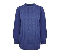 Generation Fashion New Ladies Women Long Sleeve Knitted Jumper Cable Knit Sweater Crew Neck Pullover Top Plus Size [Navy,16-18]