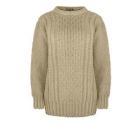 Generation Fashion New Ladies Women Long Sleeve Knitted Jumper Cable Knit Sweater Crew Neck Pullover Top Plus Size[Beige,24-26]