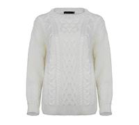 Generation Fashion New Women Ladies Crew Neck Knitted Long Sleeves Warm Chunky Sweater Formal Everyday CasualCable Knit Jumper Tops Pullover[Cream,M-L]