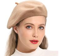 Generation-Gap® Adult Men Women Wool Blend French Style Plain Classic Solid Color Beret Hat, Unisex Soft Warm Outdoor Vintage Artist Hat Beanie Cap (Camel)