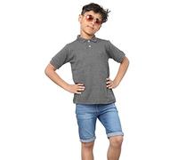 Generation-Gap Boys Girls Plain Polo Shirts Kids Summer Short Sleeve School T-Shirts Top (Charcoal, 9-10 Years, 9_Years)