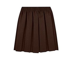Generation-Gap® Girls Back to School Uniform Skirts Summer Formal Dress Bottom Round Elasticated Waist Box Pleated Skirt Stretch (Brown, 9-10 Years)
