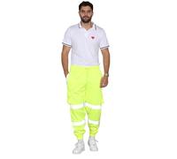Generation-Gap Mens Hi Viz Workwear Jogging Bottoms Safety Windproof Fleece Lining Trousers Size S-3XL (L, Green)