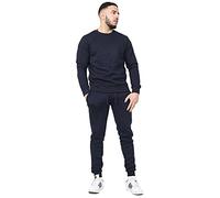 Generation-Gap Mens Plain Crew Neck Fleece Slim Fit Tracksuit Pullover Jumper Sweatshirt Bottom Jogging Jogger Running Activewear (Navy, Small)