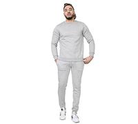 Generation-Gap Mens Plain Crew Neck Fleece Slim Fit Tracksuit Pullover Jumper Sweatshirt Bottom Jogging Jogger Running Activewear (Grey, Medium)