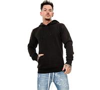 Generation-Gap Mens Plain Pullover Fleece Hoodie Kangroo Pocket Causal Hooded Top (Black, XL)