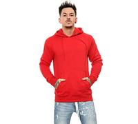 Generation-Gap Mens Plain Pullover Fleece Hoodie Kangroo Pocket Causal Hooded Top (Red, XXL)