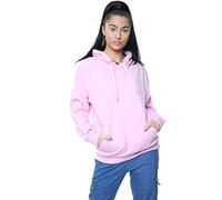 Generation-Gap Women Plain Pullover Long Sleeve Fleece Hoodie Kangroo Pocket Causal Hooded Top with Matching Drawstrings (Baby Pink, X-Large)