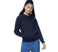 Generation-Gap Women Plain Pullover Long Sleeve Fleece Hoodie Kangroo Pocket Causal Hooded Top with Matching Drawstrings (Navy, M)