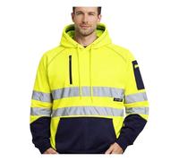 Generation-Plus+® Hi Vis Hoodie, Hi Viz Sweatshirt Safety Work Reflective Jumper Hoodie Tape Band Work Warm Security High Visibility Sweatshirt 3 Zipped Pocket Top (Yellow Pullover, Small)