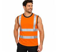 Generation-Plus+ Hi Vis Sleeveless Safety Vest Reflective Tape Tank Top | Hi Vis Vest, Round Neck Mesh Design, Breathable Tank Top, Security & Utility Use, High Visibility Vest, Sizes S-XXL