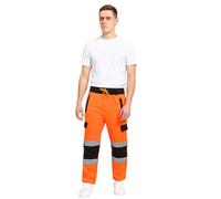 Generation-Plus+® Hi Vis Trousers Mens Fleece Work Trousers Reflective Safety High Visibility Combat Joggers Workwear Pants Plus Sizes S-5XL (UK, Alpha, M, Regular, Regular, Orange Cargo)