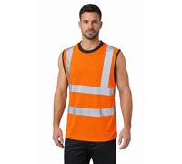 Generation-Plus+® Hi Vis Viz Work Utility Sleeveless Round Neck T-Shirt Warning Vest - High Visibility Safety Security Workwear Double Tape Tank Top (Orange, Small)