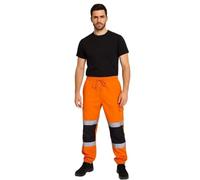 Generation-Plus+® Hi Viz Men's Fleece Work Trousers Reflective Safety Hi Vis Joggers - Men High Visibility 2 Tone Combat Workwear Bottoms Pants (Orange-Navy, Medium)
