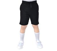 Generation-Plus+® Kids Boys Cotton Jogger Shorts - Children PE School Jogging Bottom Fleece Summer Casual Football Sports Short Pants with Pockets (Black, 11-12 Years)