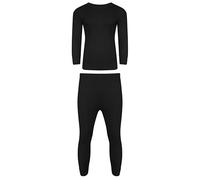 Generation-Plus+ Kids Thermal Underwear Set Boys Girls - Winter Base Layer Long Sleeve Top & Bottoms, Warm Fleece Lined Cotton Thermal Long Johns for Children (Black, 5-6 Years)