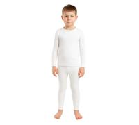 Generation-Plus+ Kids Thermal Underwear Set Boys Girls - Winter Base Layer Long Sleeve Top & Bottoms, Warm Fleece Lined Cotton Thermal Long Johns for Children (White, 11-12 Years)