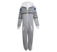 Generation-Plus+® Mens Onesie Aztec Print Adult Jumpsuit All in One Piece Pajamas Unisex Nightwear (Grey, Medium)