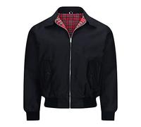 Generation-Plus+® Men's Vintage Classic Retro Scooter Harrington Jacket - 1970'S Bomber Mod Skin Tartan Lining Trendy Coat (Black, Medium)