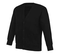 Generation-Plus+® Unisex Kids Back to School V-Neck Cardigans - Long Sleeve Button up Warm Sweaters for Winters - Children Knitted Tops (Black, 13 Years)