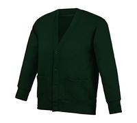 Generation-Plus+® Unisex Kids Back to School V-Neck Cardigans - Long Sleeve Button up Warm Sweaters for Winters - Children Knitted Tops (Bottle Green, 9-10 Years)