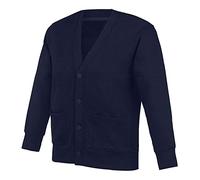 Generation-Plus+® Unisex Kids Back to School V-Neck Cardigans - Long Sleeve Button up Warm Sweaters for Winters - Children Knitted Tops (Navy, 5-6 Years)