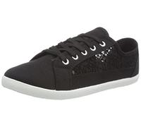 Generation-Plus+® Women's Canvas Plimsolls Soft Lightweight Lace Embroidered Sneaker Shoes - Ladies Summer Beach Pumps Fashion Trainers Casual Flat Shoes (Black, UK 5)