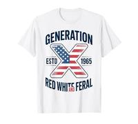 Generation X 1965 Red White and Feral American Flag Gen Xer T-Shirt