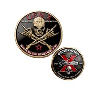 Generation X Commemorative Coin, Gen X Coin The Ultimate Tribute To The Badass Generation, Double Sided Vintage Skeleton Challenge Coins - GenerationX Tribute Gear, Old Fuckers Challenge Coins (1PCS)