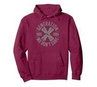 Generation X We Don't Care | Funny Gen-X Men Women Pullover Hoodie, Adult Unisex, Burgundy, Medium