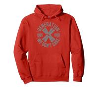 Generation X We Don't Care | Funny Gen-X Men Women Pullover Hoodie, Adult Unisex, Red, Small
