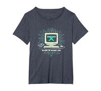 Generation X: We Made The Internet Cool Retro Computer T-Shirt, Women's Plus, Heather Blue, 6X