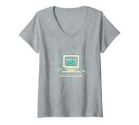 Generation X: We Made The Internet Cool Retro Computer V-Neck T-Shirt, Women, Heather Grey, L