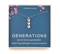 Generations Necklace - Sterling Silver Three Hearts Infinity Gene Necklace for Grandma Mom Granddaughter, Birthday Jewelry Mothers Day Gift