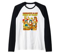 Generative AI Art Feeds My Family Funny Retro Raglan Baseball Tee
